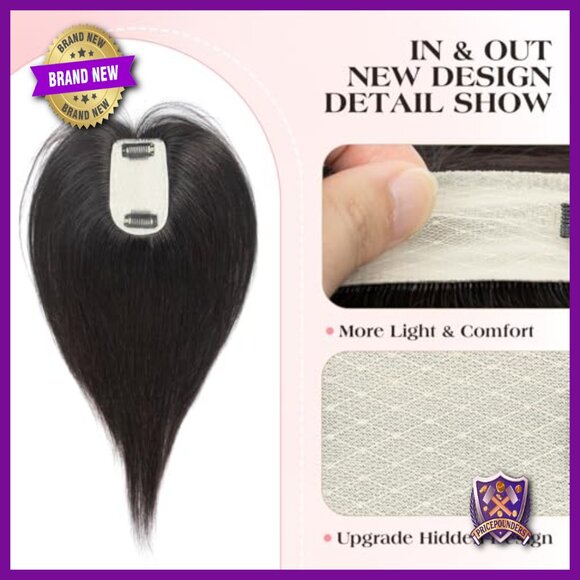 14 Inch Human Hair Topper Clip In Lightweight Secure Hold Thinning Hair main image 5